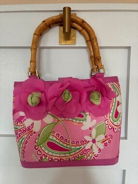 Lilly Pulitzer bamboo flower bag